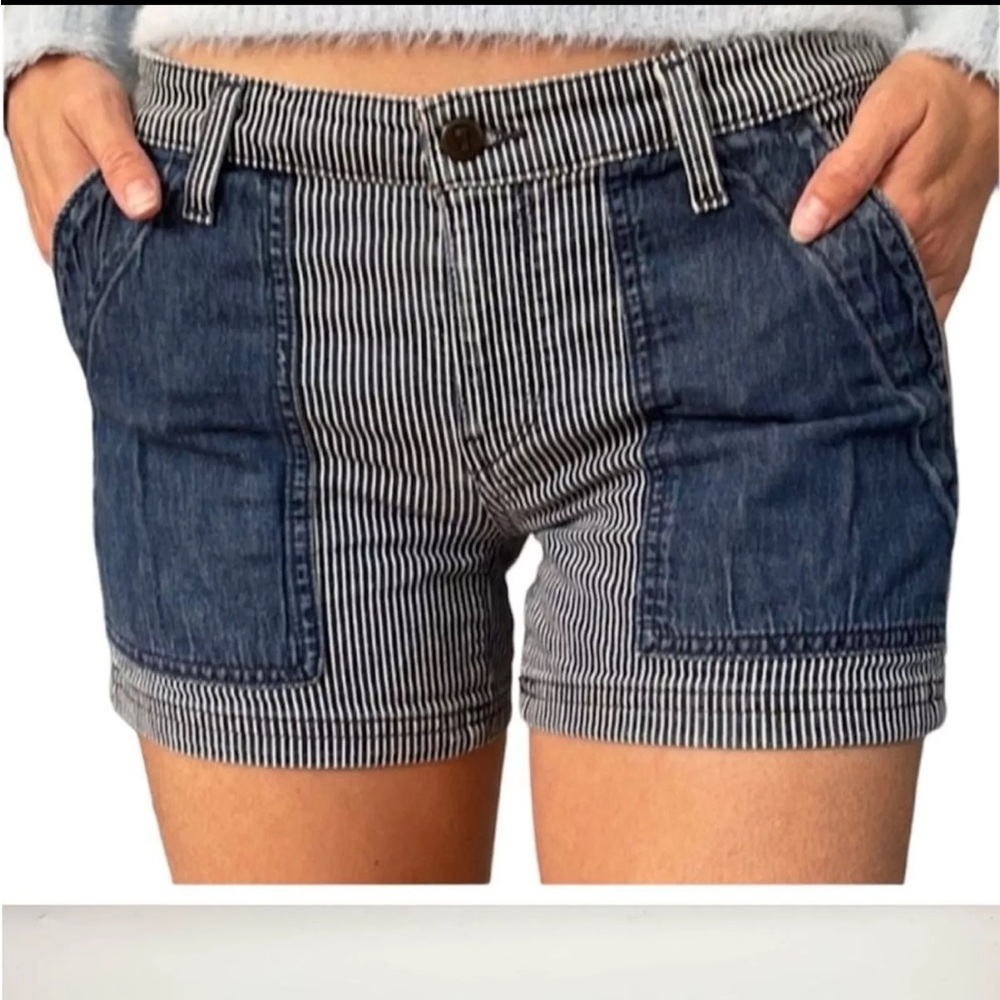 ANTHROPOLOGIE Pilcro and the Letterpress Railroad Striped Denim Shorts
